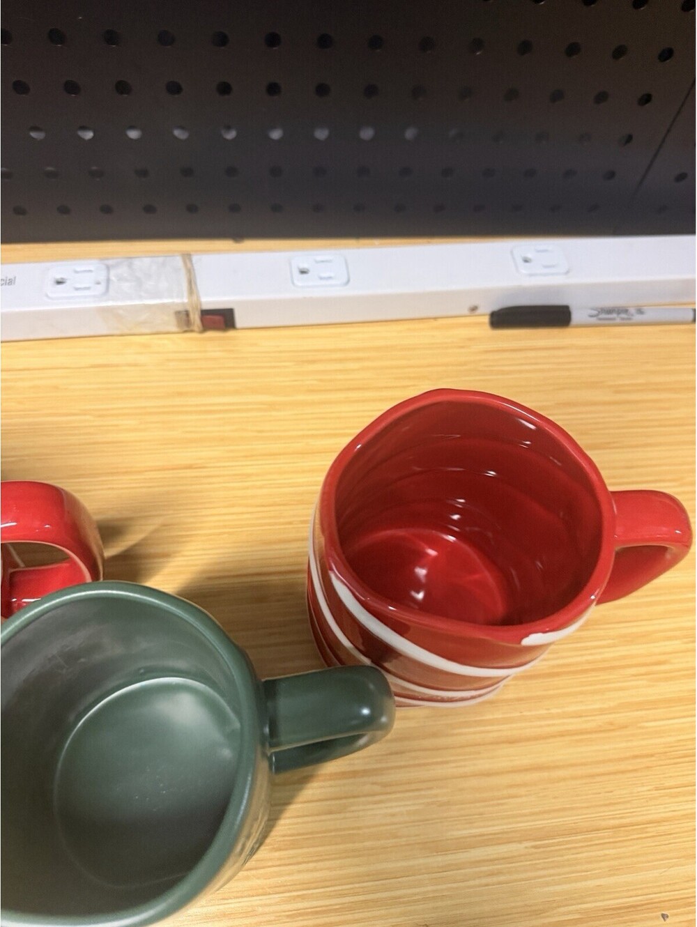 Rae Dunn Set Of 3 Christmas Mugs Red White Green - Ho Ho Ho & Merry Candy Cane * - Picture 5 of 6